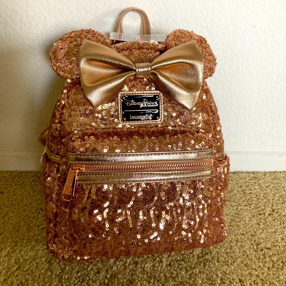 COPY - Disney rare rose gold loungefly sequin mini backpack ✨ Minnie Mouse